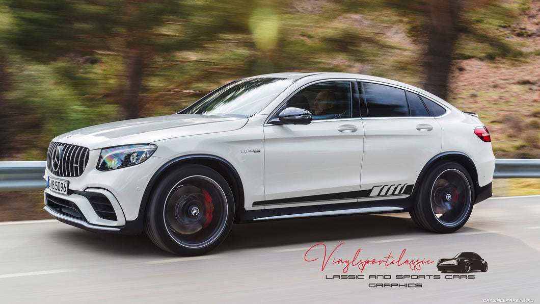 VINYLE AUTOCOLLANT À BANDES LATÉRALES MERCEDES GLC AMG DE QUALITÉ SUPÉRIEURE