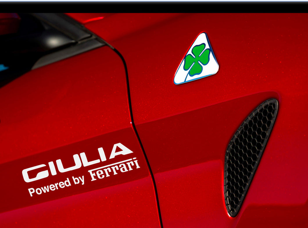 AUTOCOLLANT GIULIA POWERED BY FERRARI POUR ALFA ROMEO GIULIA