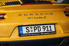 PORSCHE EXCLUSIVE MANUFAKTUR LICENSE PLATE HOLDER - VINYLSPORTCLASSIC