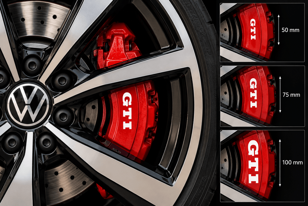 Premium GTI Golf Front Brake Caliper Decals - VINYLSPORTCLASSIC