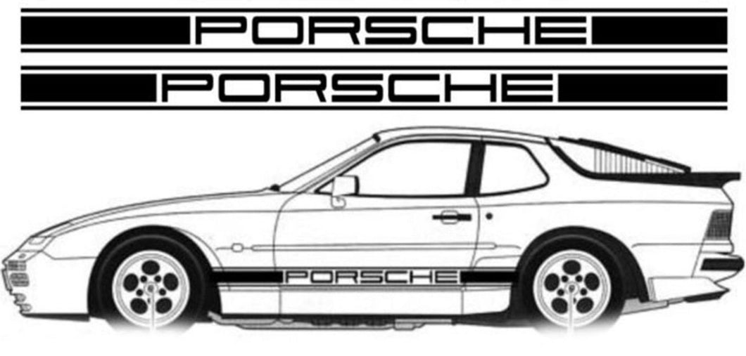 Porsche Logo Auto Seitenstreifen Aufkleber Set
