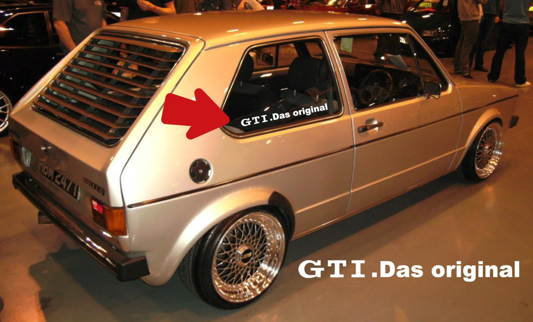 VOLKSWAGEN GOLF GTI MK1 QUARTER WINDOW STICKER DECAL - VINYLSPORTCLASSIC